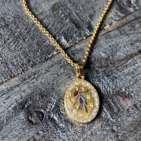 NEW Olive Branch & Rhinestone Layering Necklace - Picture 2 of 16